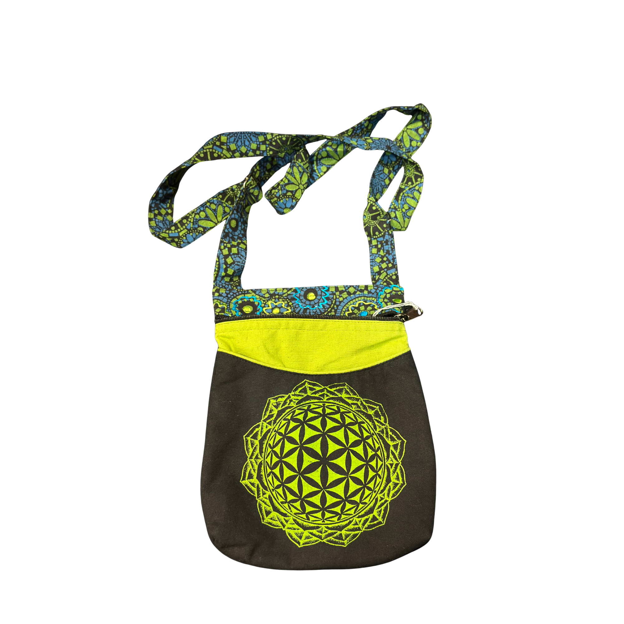 Cotton Handbag – Green Sacred Geometry Print