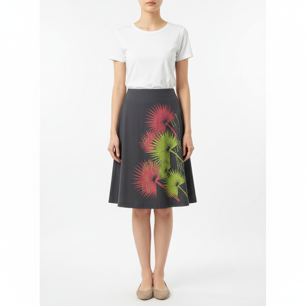 A-Line Print Cotton Skirt