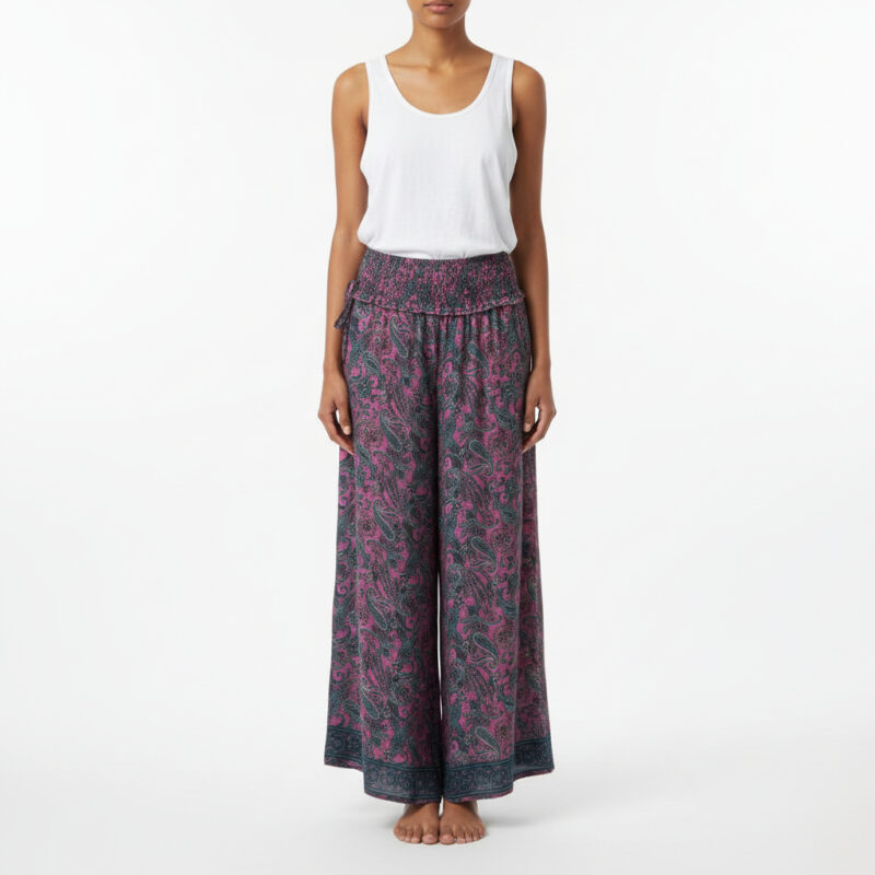 Maxi Skirt in Pink and Teal Paisley Print