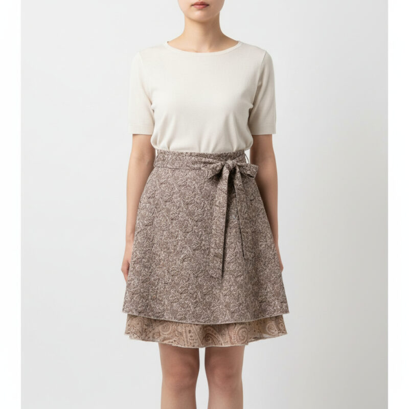Paisley Silk Tiered Mini Wrap Skirt