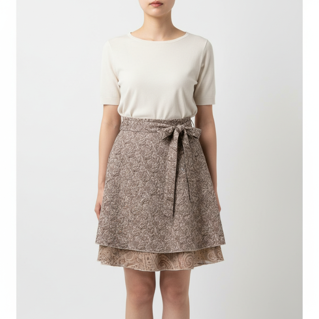 Paisley Silk Tiered Mini Wrap Skirt