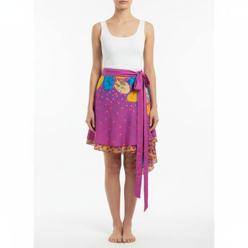 Pink Sari Silk Wrap Skirt