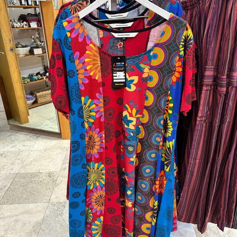 Rainbow Patchwork Dress-short sleeve