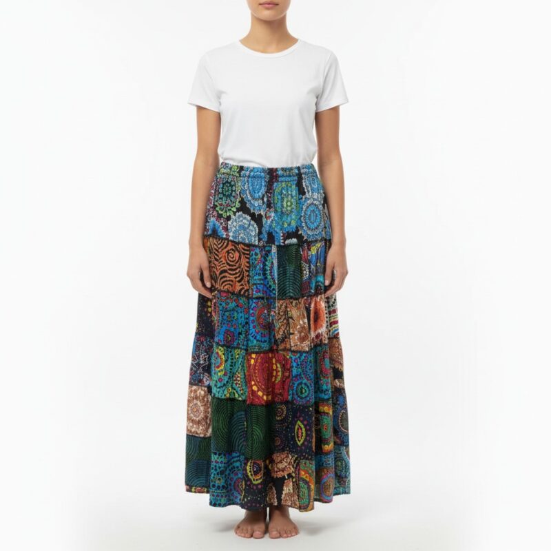 Rayon Patchwork Bohemian Skirt