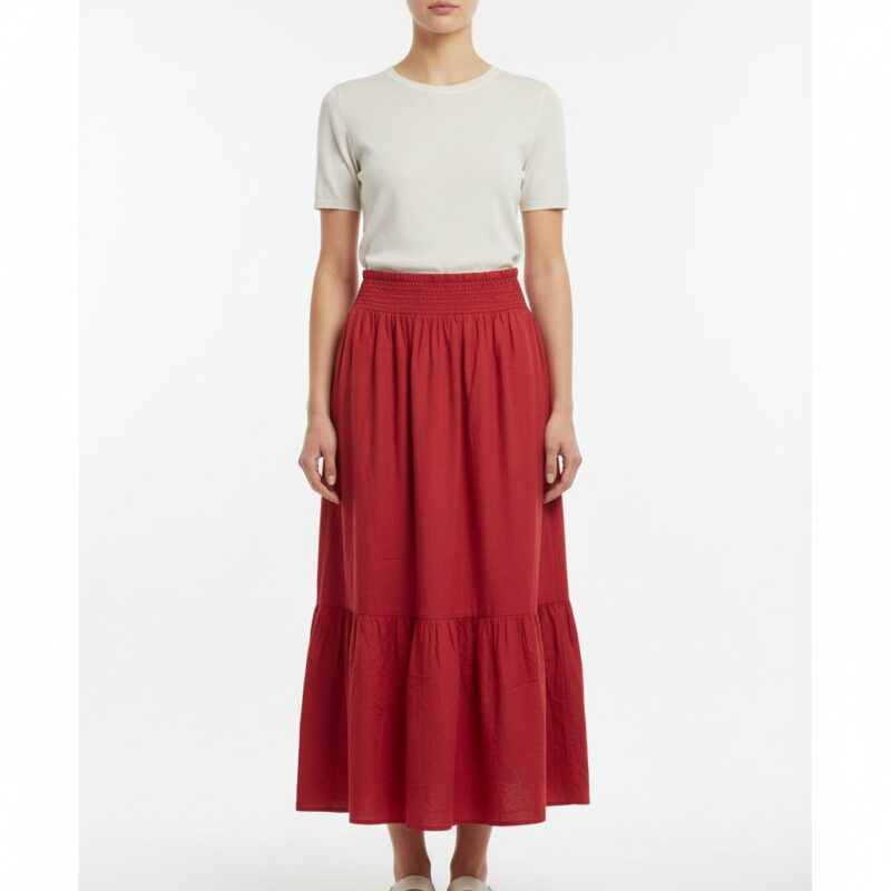 Tiered Cotton Maxi Skirt